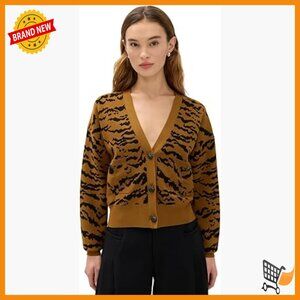 Lightweight Stretch Knit Cardigan with Crystal Buttons and Patch Pockets